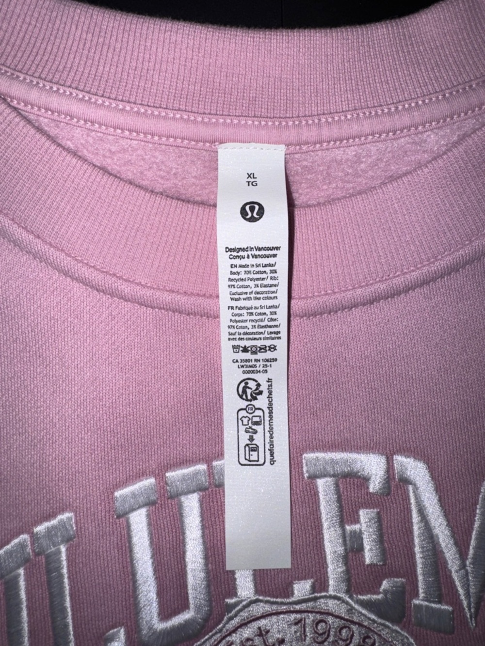 NWT lululemon Women's Pink Haze Perfectly Oversized Crewneck Scuba XL - Picture 4 of 4